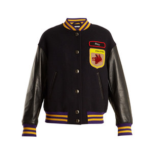 Medium miu miu embellished applique%cc%81 wool bomber jacket