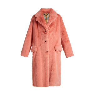 Medium burberry single breasted faux fur coat