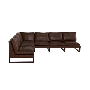 Medium danish mid century cornersofa in dark brown leather