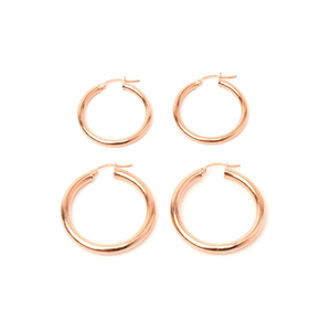 Medium large rose gold rounded hoops