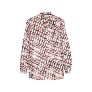 Medium gucci pussy bow printed silk twill blouse